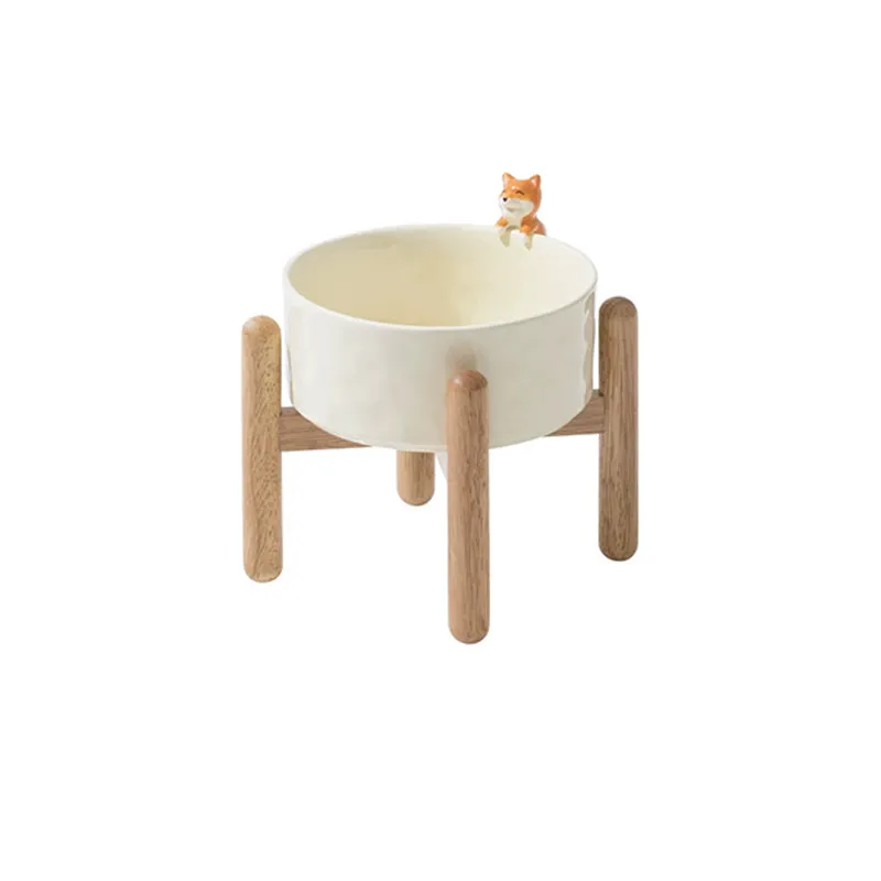 Corgi and Cat Ceramic Cat Bowl