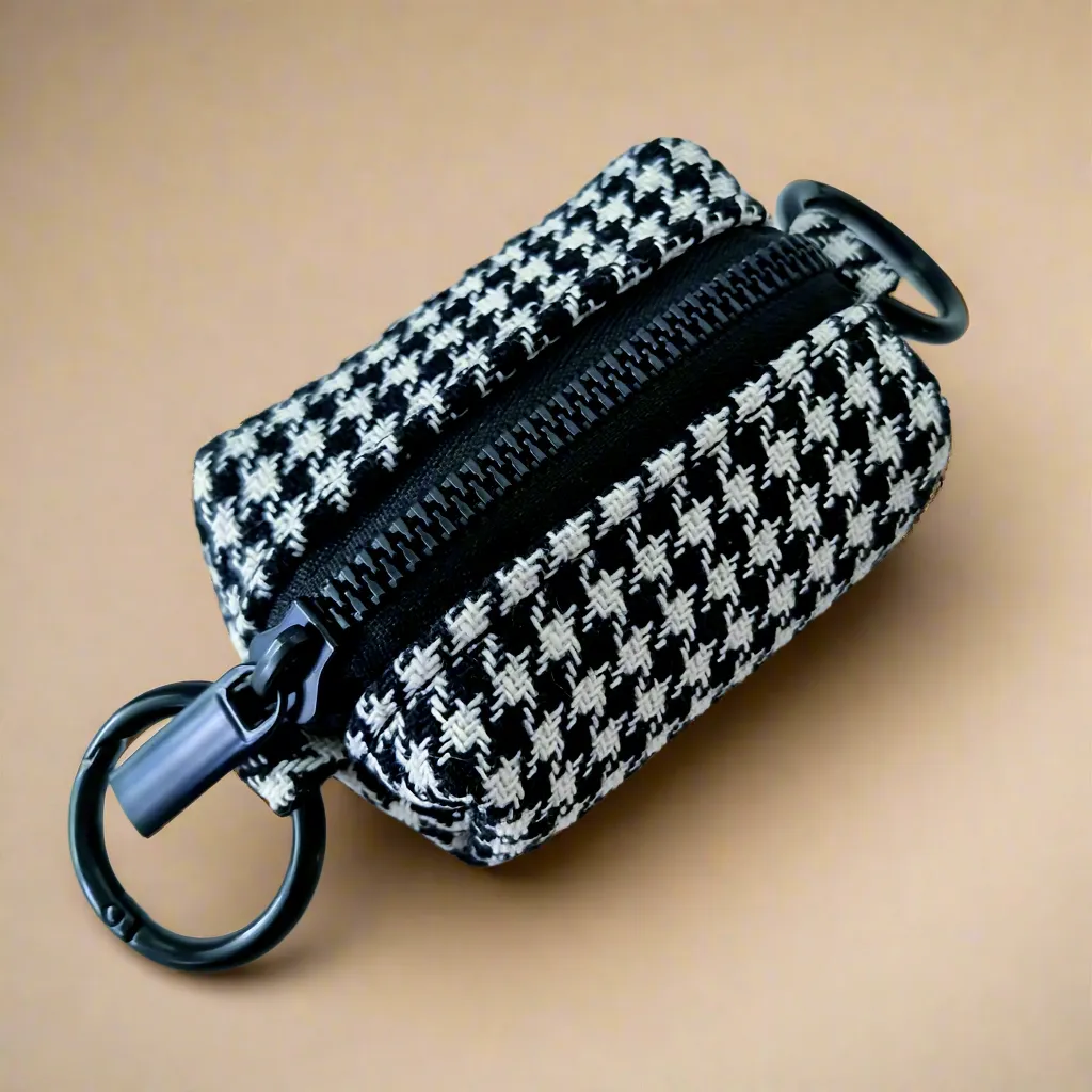 Dog poop bag holder - Houndstooth