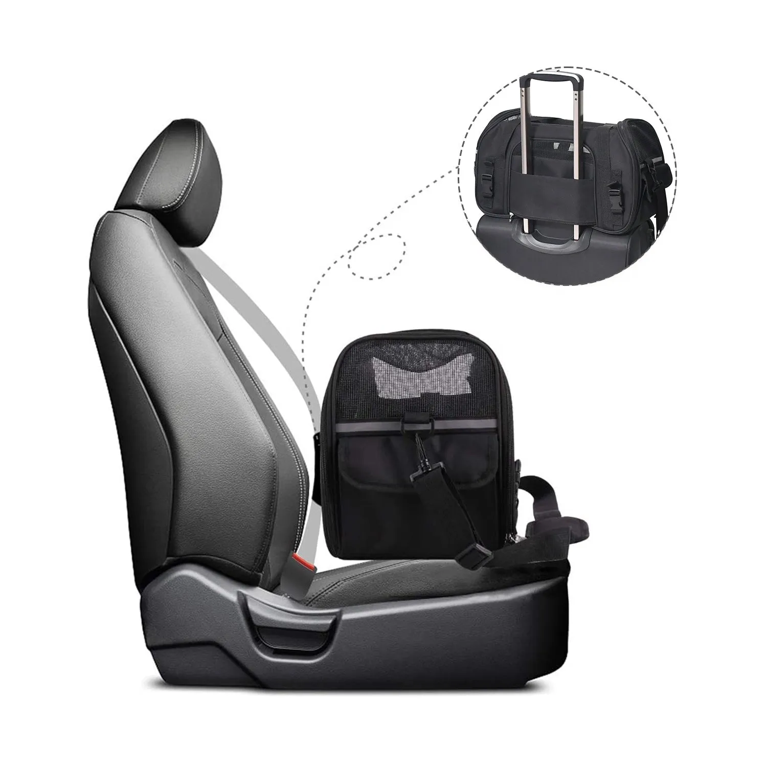 GOOPAWS Soft Sided Small Dog Carrier Comfort for Travel, Black, 19"